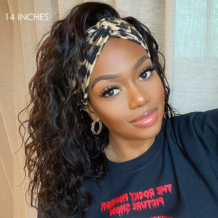 Newbie Only | Natural Black Loose Deep Wave No Lace Glueless Free Part Headband Wig (Get Free Trendy Headbands)