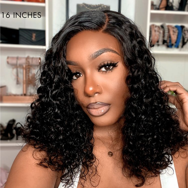 Flash Sale | Shoulder-length Pre-plucked Black  Glueless Bouncy Curls Minimalist Undetectable HD Lace Long Wig