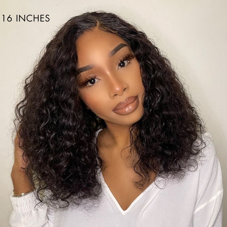 Flash Sale | Shoulder-length Pre-plucked Black  Glueless Bouncy Curls Minimalist Undetectable HD Lace Long Wig