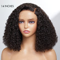 Full Kinky Curly 5x5 Closure HD Lace Glueless Side Part Neck Length Wig 100% Human Hair