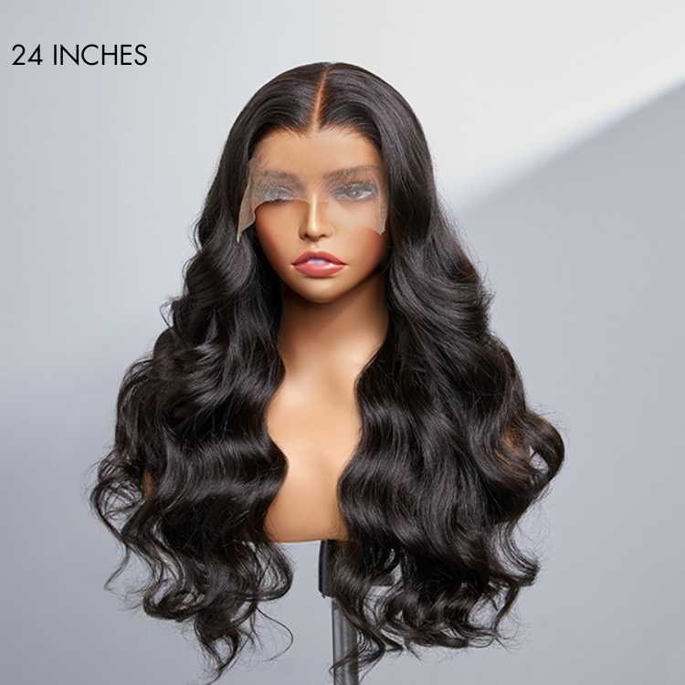 200% Mega Density | Natural Black Body Wave 5x5 Closure Lace Glueless Long Wig 100% Human Hair