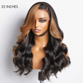 Copper Highlights Loose Body Wave Glueless 5x5 Closure Lace Wig Face-Framing