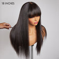 Special Deal | Yaki Straight Ultra Natural Minimalist Undetectable Lace Long Wig With Bangs 100% Human Hair