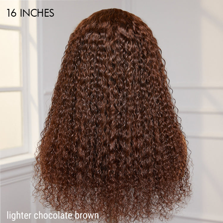 Flash Sale | Chocolate Brown Long Curly Glueless 5x5 Closure Long Wig 100% Human Hair