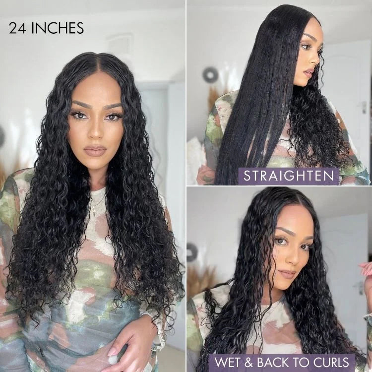 180% Density | Magical Wet And Wavy Mid Part Glueless 5x5 Closure HD Lace Wig Breathable Cap