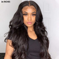 200% Mega Density | Natural Black Body Wave 5x5 Closure Lace Glueless Long Wig 100% Human Hair