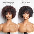 Dark Red / Natural Black Highlight Afro Curls Glueless Ready to Go Wig Beginner Friendly