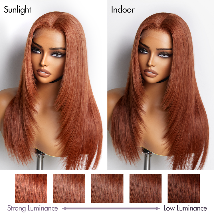 Cinnamon Brown Loose Wave / Straight / Straight Layer Glueless 5x5 Closure Undetectable HD Lace Long Wig 100% Human Hair