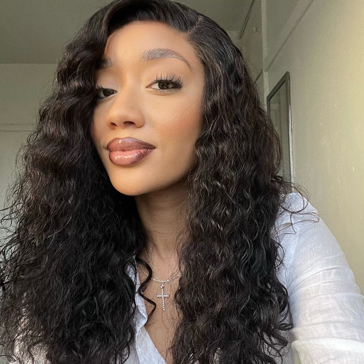 Flash Sale | Shoulder-length Pre-plucked Black  Glueless Bouncy Curls Minimalist Undetectable HD Lace Long Wig