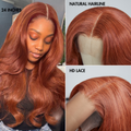 Cinnamon Brown Loose Wave / Straight / Straight Layer Glueless 5x5 Closure Undetectable HD Lace Long Wig 100% Human Hair