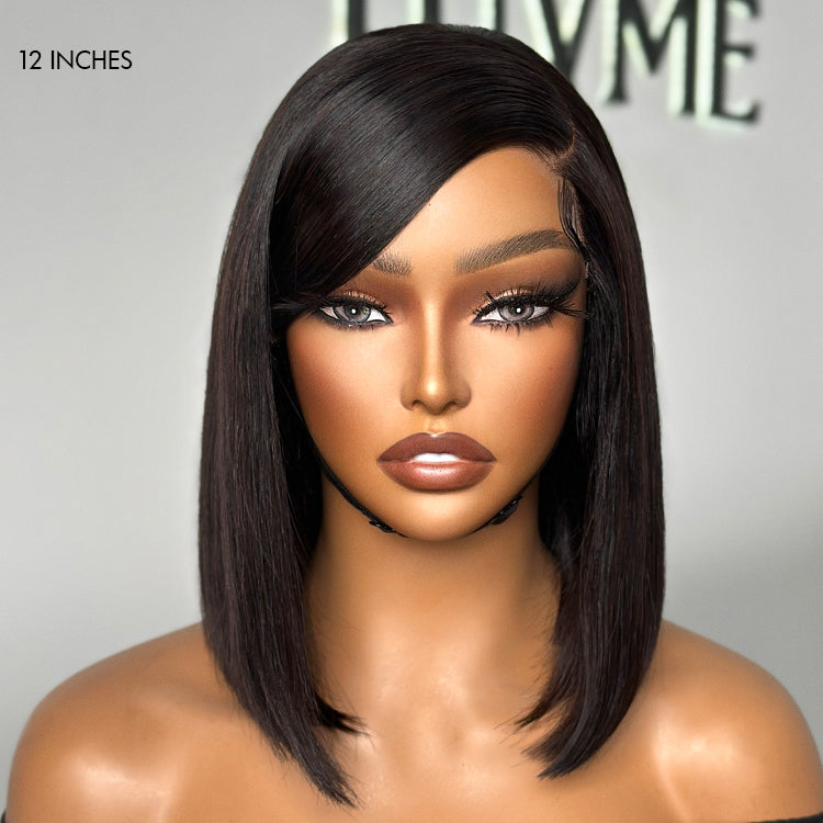 Swoop Bangs Breathable Cap Deep Left C Part Silky Straight Glueless 5x5 Closure Lace Wig