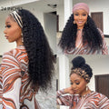 Throw On & Go Deep Wave No Lace Glueless Long Headband Wig 100% Human Hair (Get Free Trendy Headbands)