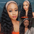 Newbie Only | Natural Black Loose Deep Wave No Lace Glueless Free Part Headband Wig (Get Free Trendy Headbands)