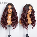 Charming Brown / Ombre 99J Layered Cut Loose Wave 5x5 Closure Lace Glueless Wig 100% Human Hair