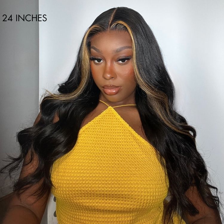 180% Density | Face-framing Blonde Highlight Layered Cut Loose Body Wave 5x5 Closure Undetectable HD Lace Wig