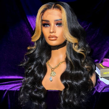 180% Density | Face-framing Blonde Highlight Layered Cut Loose Body Wave 5x5 Closure Undetectable HD Lace Wig