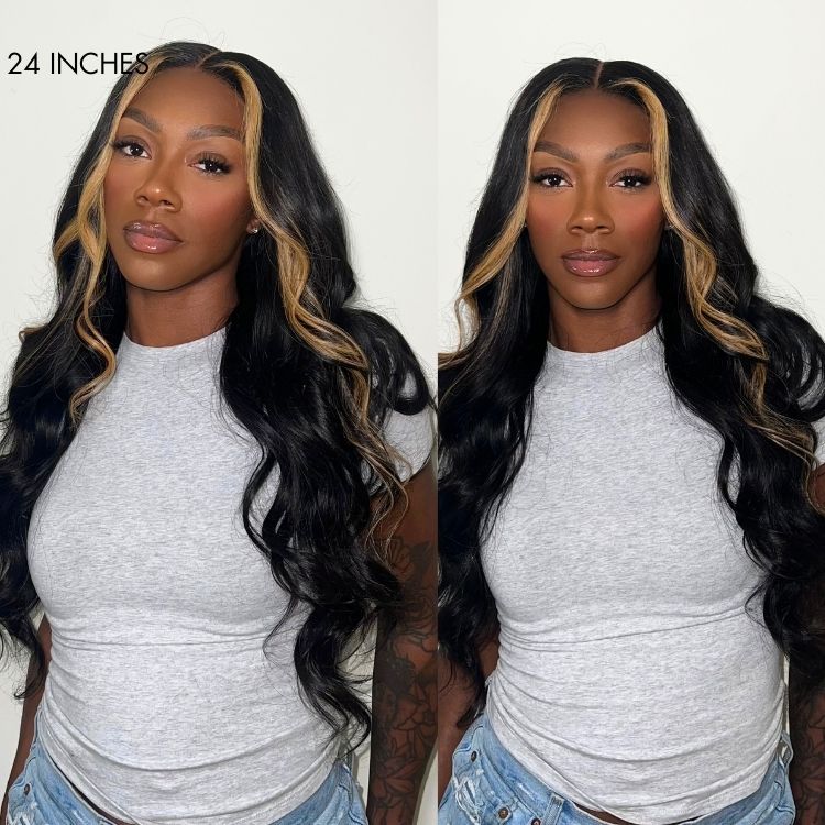 180% Density | Face-framing Blonde Highlight Layered Cut Loose Body Wave 5x5 Closure Undetectable HD Lace Wig