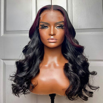 180% Density | Elegant Burgundy Highlight Layered Cut Loose Body Wave 5x5 Closure Undetectable HD Lace Wig