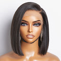 Glueless 13x4 Frontal Lace Ear to Ear Silky Straight C Part Bob Wig Pre-bleached