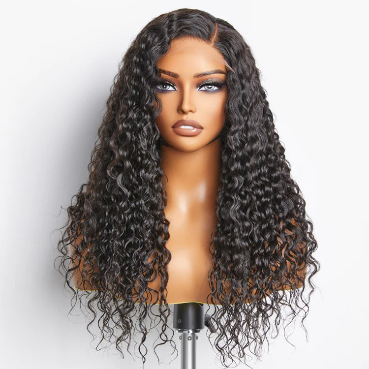 Natural Black Funmi Curly Glueless 5x5 Closure Lace Wig 100% Human Hair Beginner Friendly | Large & Small Cap Size