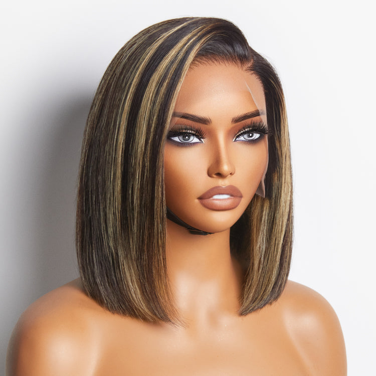 Exclusive Discount | Ombre Blonde Highlight Silky Straight Glueless Ear-to-ear Lace Bob Wig 100% Human Hair