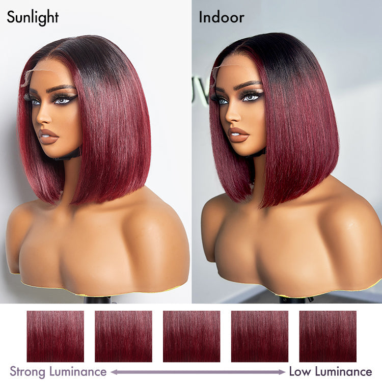 Limited Design | Ombre Highlight Silky Blunt Cut Glueless 5x5 Closure HD Lace Bob Wig