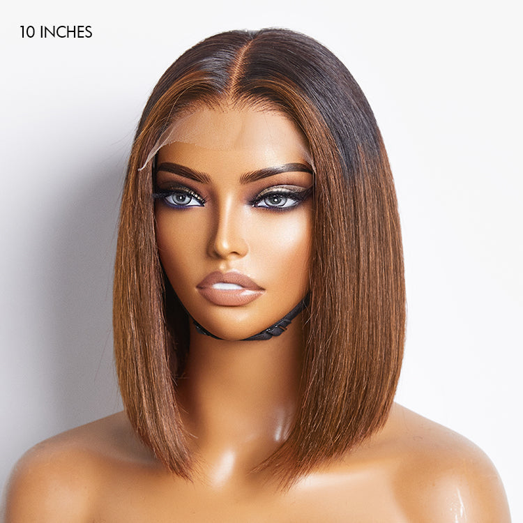 Limited Design | Ombre Highlight Silky Blunt Cut Glueless 5x5 Closure HD Lace Bob Wig