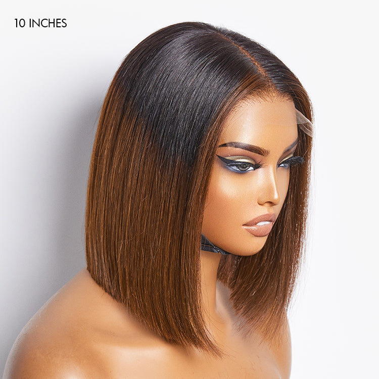 Limited Design | Ombre Highlight Silky Blunt Cut Glueless 5x5 Closure HD Lace Bob Wig