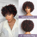 Dark Red / Natural Black Highlight Afro Curls Glueless Ready to Go Wig Beginner Friendly