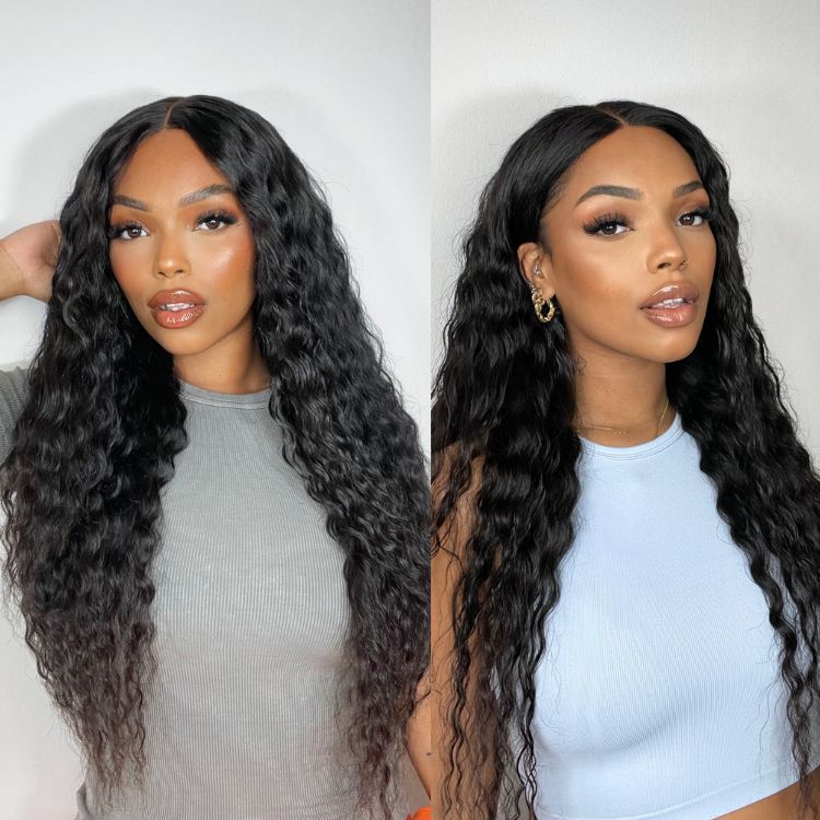 Boho-Chic | Flowy Bohemian Curly 5×5 Closure Lace Glueless Mid Part Long Wig 100% Human Hair