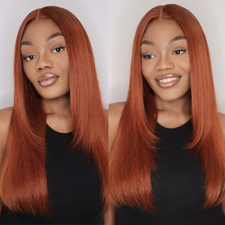 Cinnamon Brown Loose Wave / Straight / Straight Layer Glueless 5x5 Closure Undetectable HD Lace Long Wig 100% Human Hair