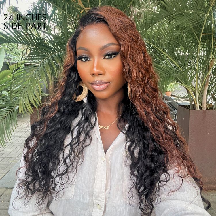 Special Deal | Classic and Chic Peekaboo Ombre Brown Loose Water Wave Glueless 5x5 Closure Lace Wig