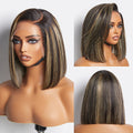 Crazy Wednesday | Super Natural C Part Natural Black / Blonde Highlight Glueless Lace Bob Wig 100% Human Hair | Fits All Face Shapes