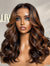 Elegant Copper Ombre Highlights Loose Body Wave / Silky Straight Glueless 5x5 Closure Lace Wig Breathable Cap