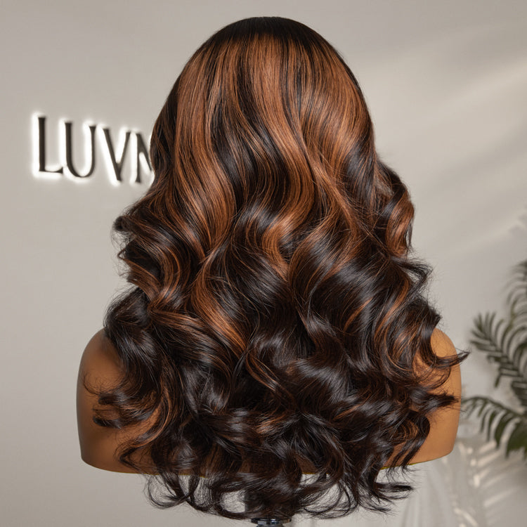 VIP Price | Elegant Copper Ombre Highlights Loose Body Wave Glueless 5x5 Closure Lace Wig Breathable Cap