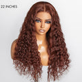 Special Deal | Casual Reddish Brown Curly 5x5 Closure Lace Glueless Mid Part Long Wig 100% Human Hair