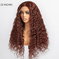 Casual Reddish Brown Curly 5x5 Closure Lace Glueless Mid Part Long Wig 100% Human Hair