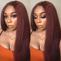 Realistic Reddish Brown Kinky Straight Glueless 5x5 Closure Lace Wig for All Skin Tones