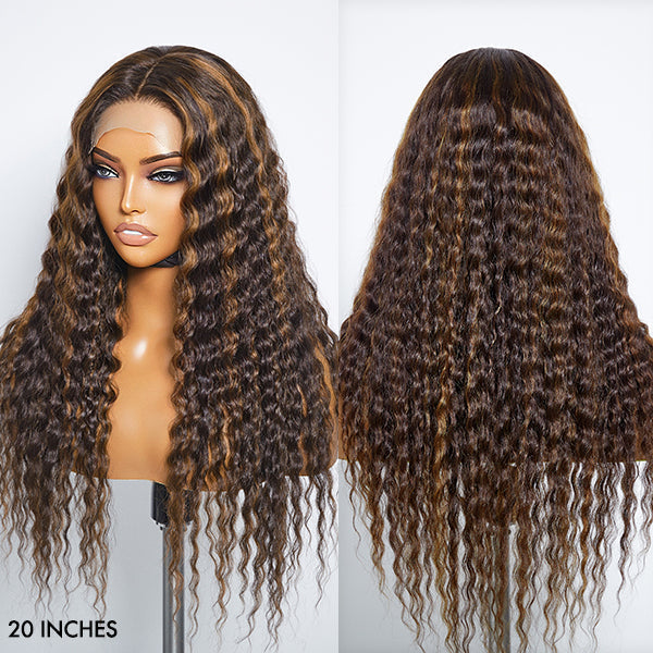 Boho-Chic | Flowy Bohemian Curly 5×5 Closure Lace Glueless Mid Part Long Wig 100% Human Hair