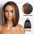 Limited Design | Brown Blonde Combo Highlight Straight Glueless 5x5 Closure HD Lace Bob Wig