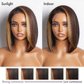 Limited Design | Brown Blonde Combo Highlight Straight Glueless 5x5 Closure HD Lace Bob Wig