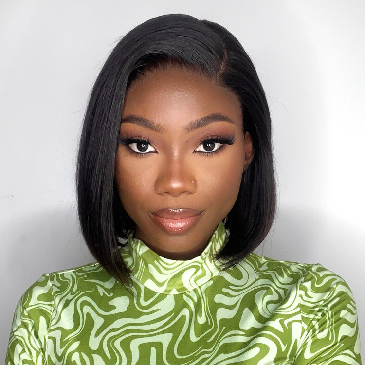 Crazy Wednesday | PreMax Wigs | Super Natural Hairline Silky Blunt Cut Glueless 13x4 Frontal Lace / 5x5 Closure HD Lace Short Bob Wig