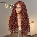 Retro Trends Dark Reddish Brown Ocean Wave Glueless 5x5 Closure Lace Long Wig