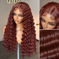 Retro Trends Dark Reddish Brown Ocean Wave Glueless 5x5 Closure Lace Long Wig