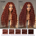 Retro Trends Dark Reddish Brown Ocean Wave Glueless 5x5 Closure Lace Long Wig