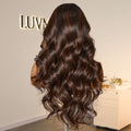 Breathable Cap Brown Highlight Loose Wave Glueless 5x5 Closure HD Lace Wig with Curtain Bangs