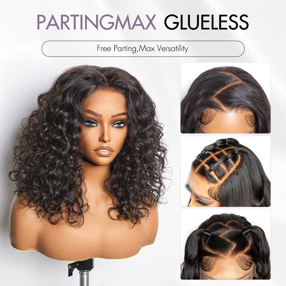 PartingMax Glueless Wig Water Wave Versatile 7x6 Closure HD Lace Short Wig Ready to Go