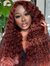 Dark Reddish Brown Fluffy Deep Wave Glueless 5x5 Closure Lace Wig