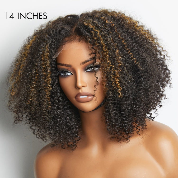 VIP Price | 4C Edges | Highlight Afro Curls Glueless 5x5 Closure Undetectable HD Lace Wig