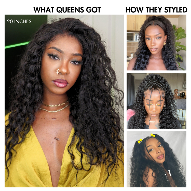 Crazy Wednesday | 180% Density | Water Wave 13x4 Frontal HD Lace Glueless Free Part Long Wig 100% Human Hair